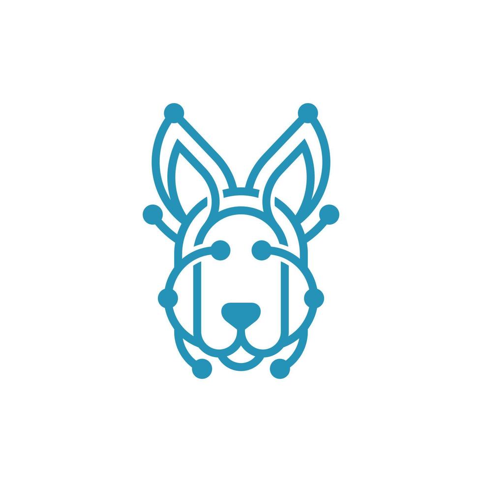 Head rabbit technology line style creative design vector
