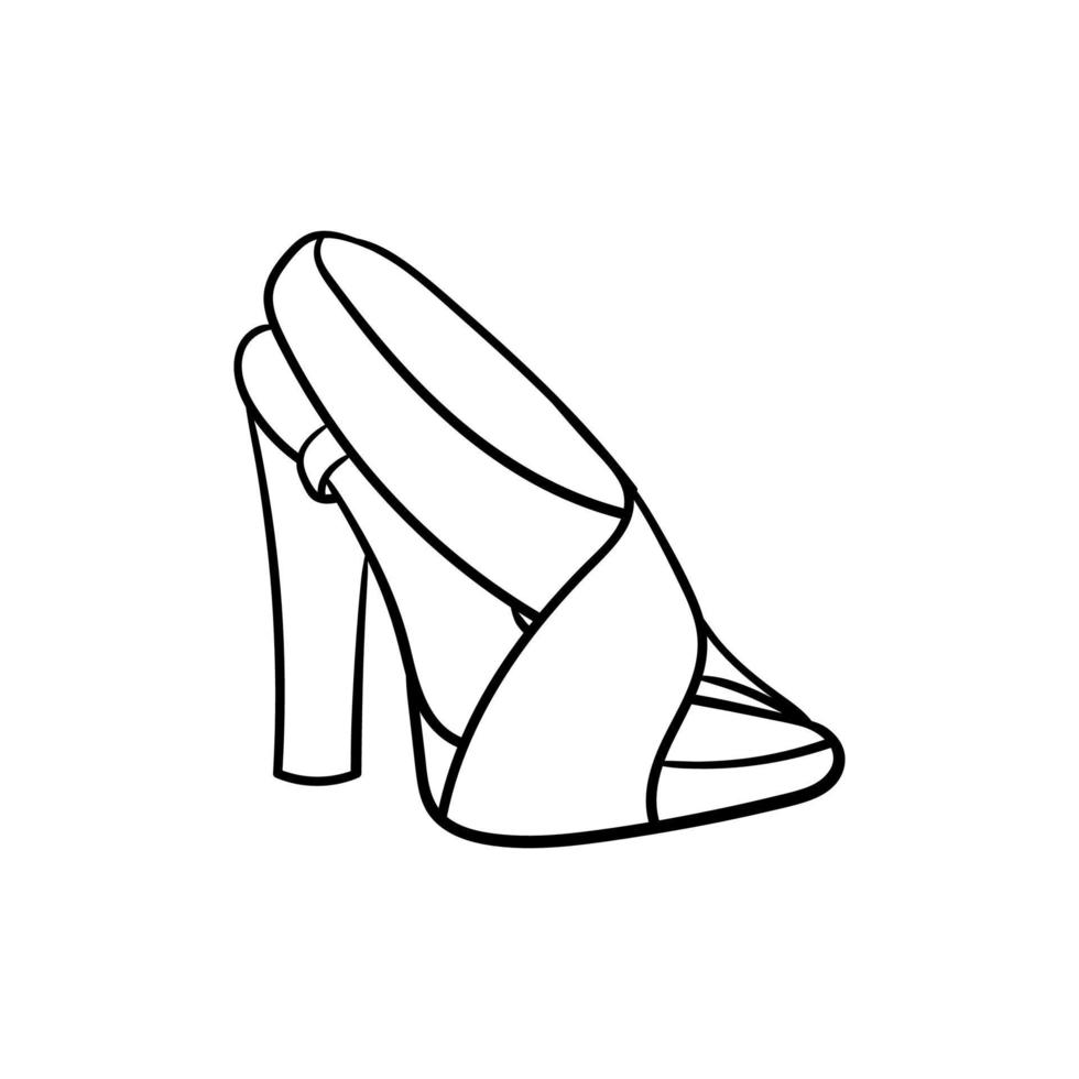 Beauty female shoes line art illustration design vector