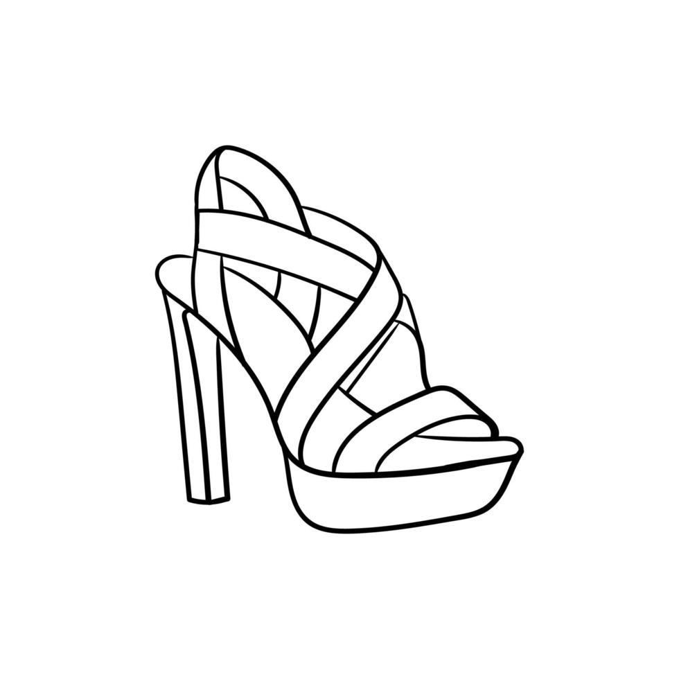 dama alto tacones línea estilo ilustración diseño vector