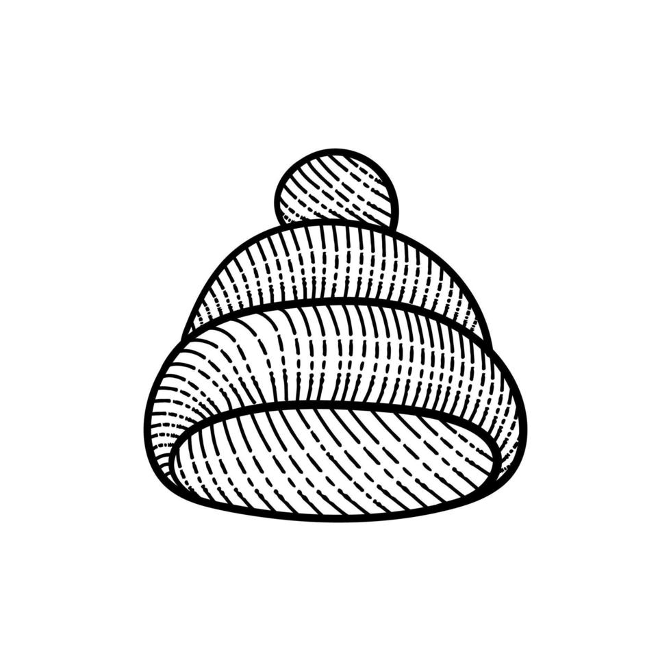 Knitted hat fashion cute line illustration design vector