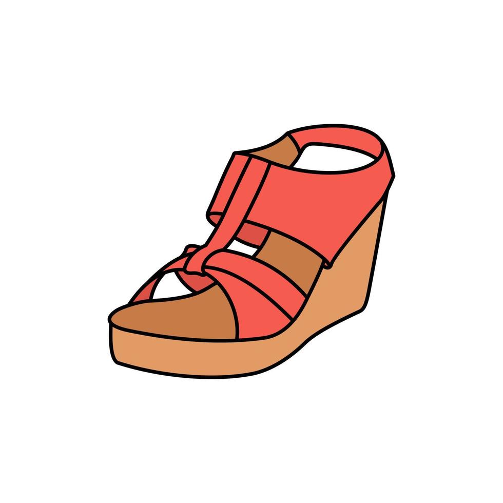 Brown high shoes line art illustration design vector