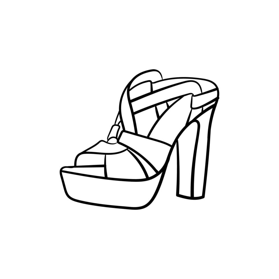 High heels boot woman line art creative design vector