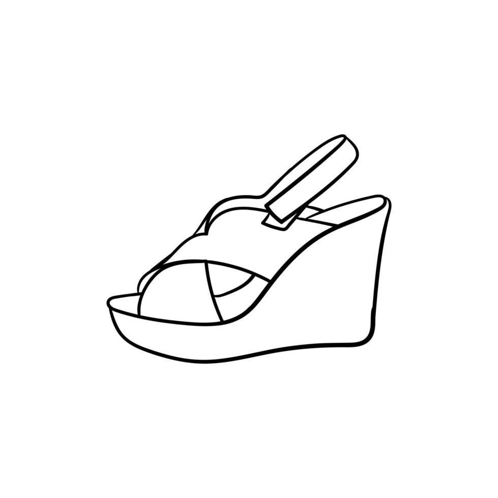 Slippers heels female illustration line style design vector