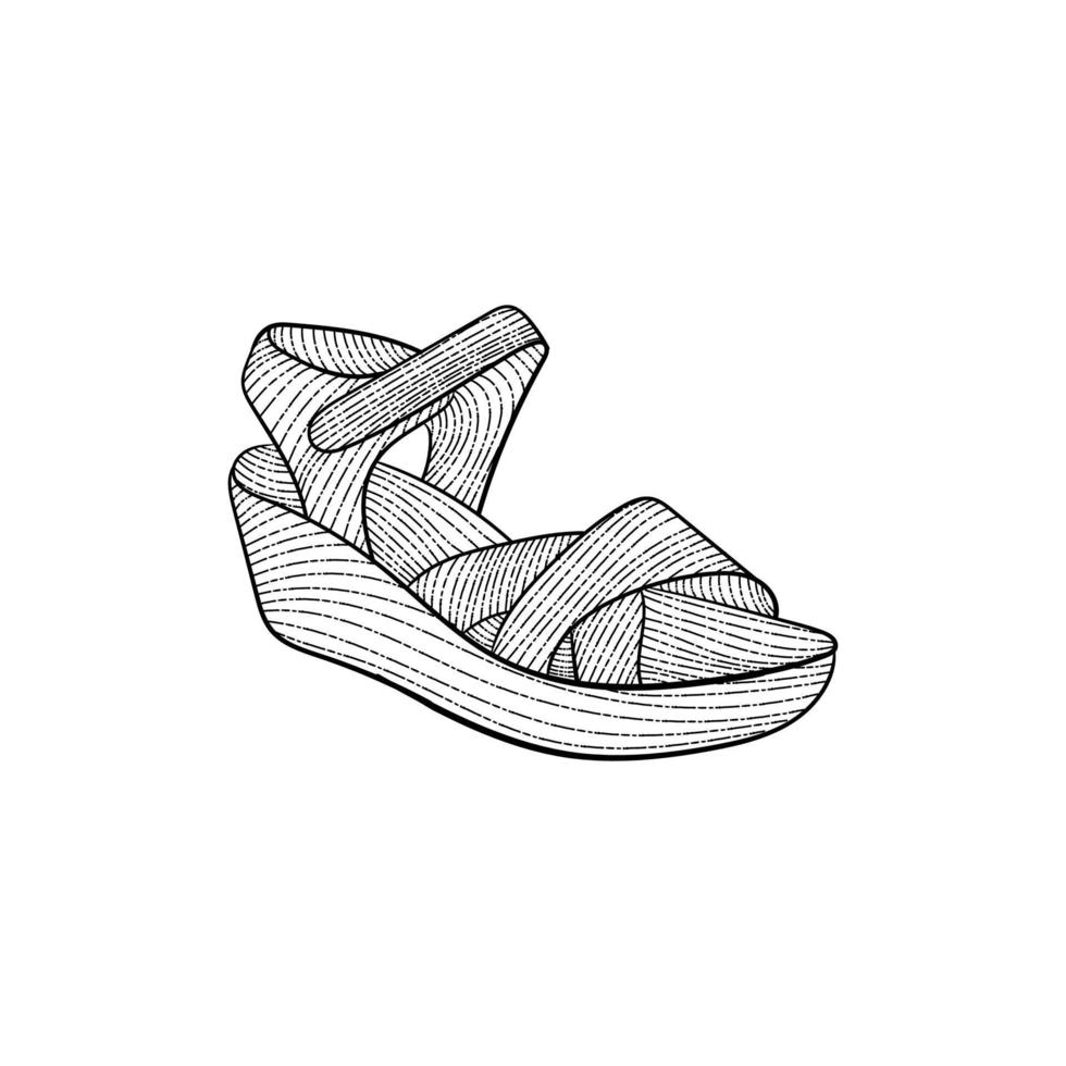 mujer zapatillas línea Arte estilo ilustración diseño vector