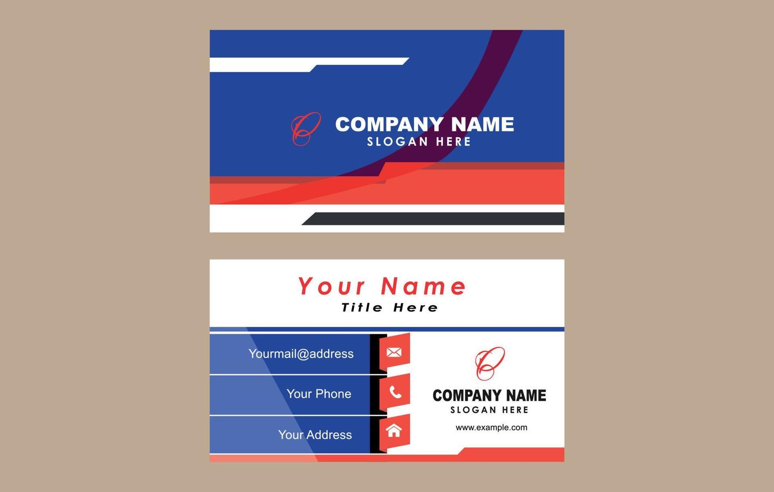 Business or visiting card template, Vector illustration