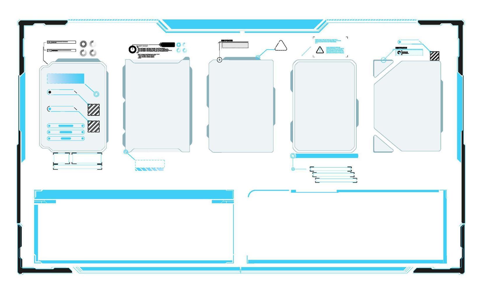 sencillo y fácil de usar marco colocar. rótulos títulos gritar bar etiquetas, información llamada caja barras y moderno digital información tecnología digital informacion cajas hud plantillas. vector