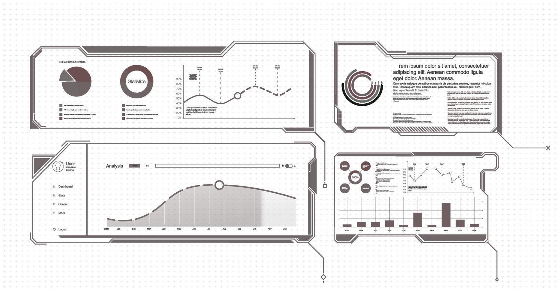 Simple and easy-to-use frame set. Callouts titles. Callout bar labels, information call box bars and modern digital info. Tech digital info boxes hud templates. vector