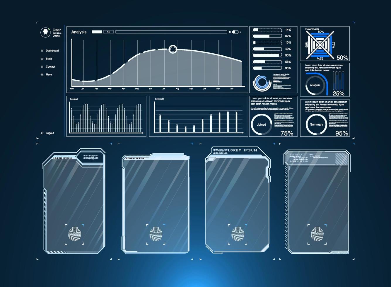 Simple and easy-to-use frame set. Callouts titles. Callout bar labels, information call box bars and modern digital info. Tech digital info boxes hud templates. vector