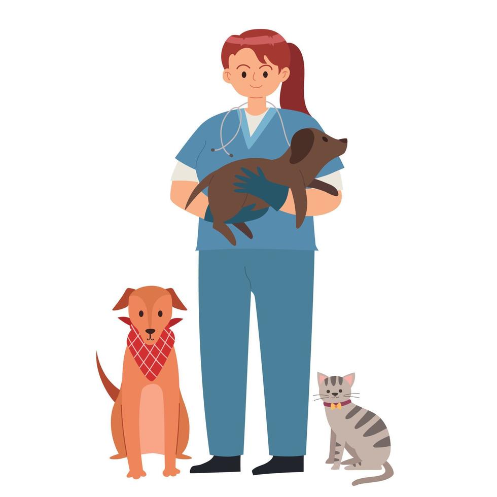 veterinario participación perro plano dibujos animados vector