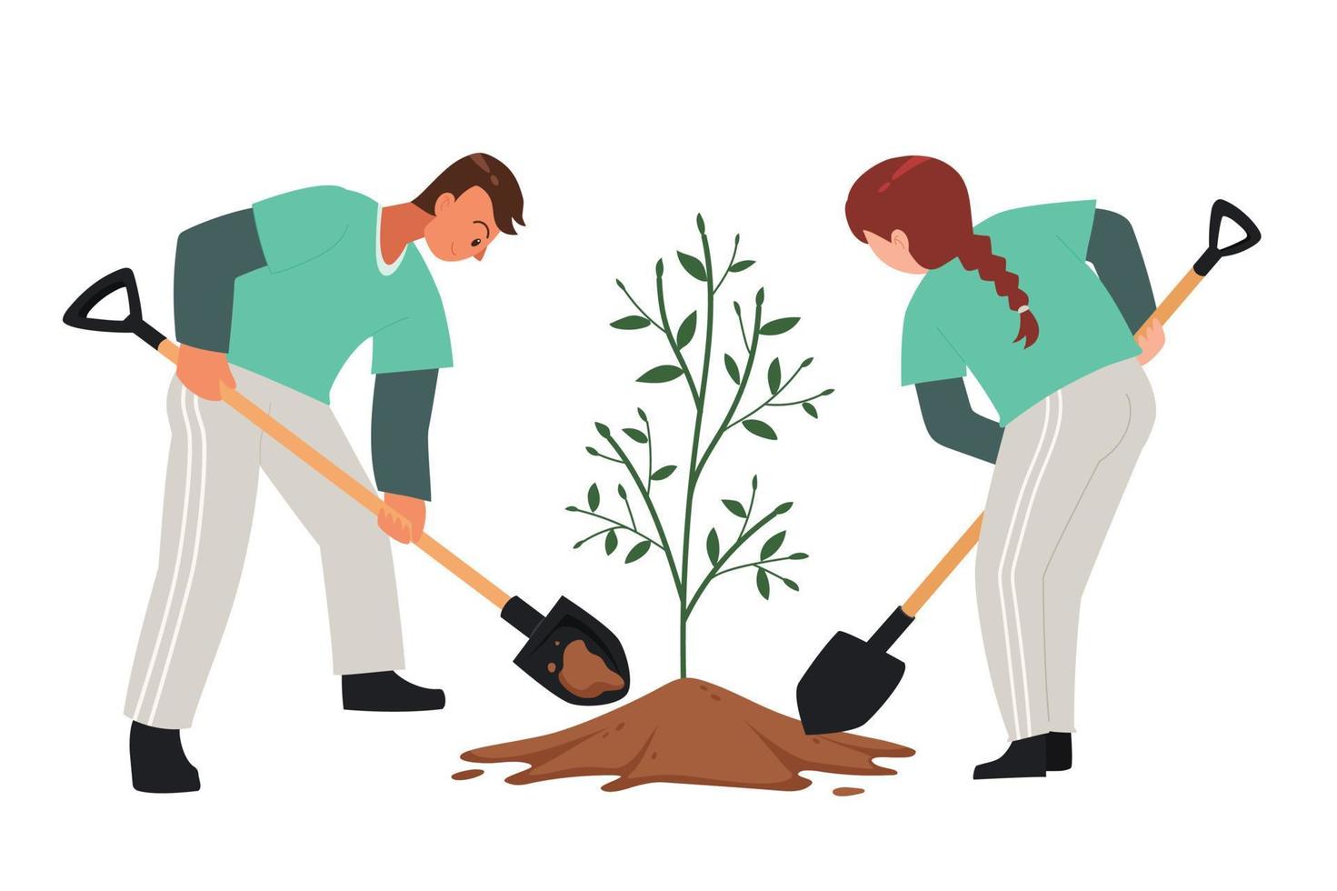 Group of people planting tree vector image