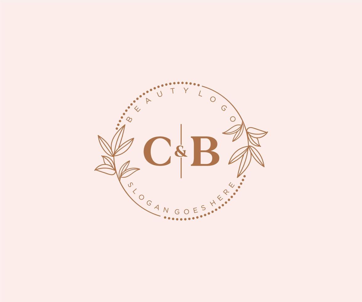 inicial cb letras hermosa floral femenino editable prefabricado monoline logo adecuado para spa salón piel pelo belleza boutique y cosmético compañía. vector