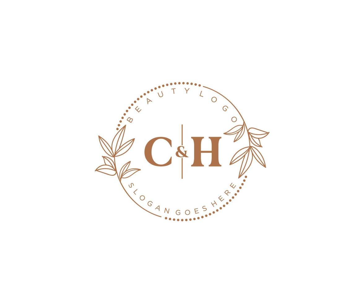 inicial ch letras hermosa floral femenino editable prefabricado monoline logo adecuado para spa salón piel pelo belleza boutique y cosmético compañía. vector