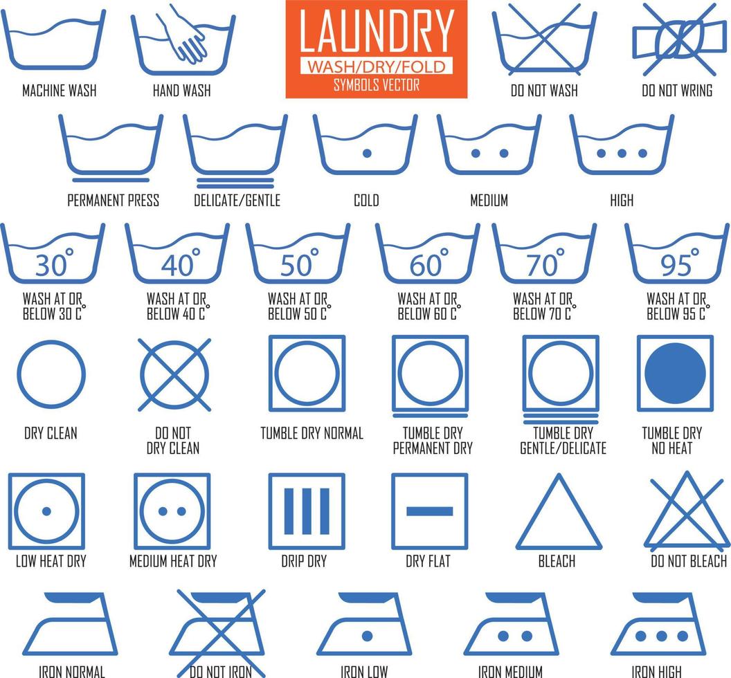 Laundry , wash , dry and iron symbols vector set