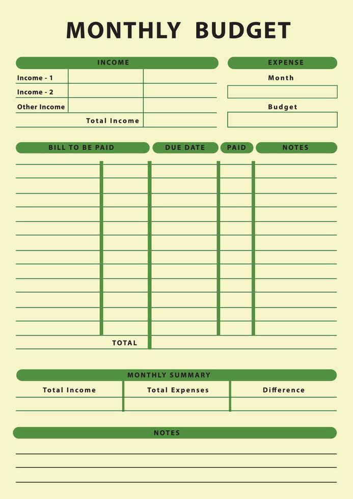 Budget Planner Template vector