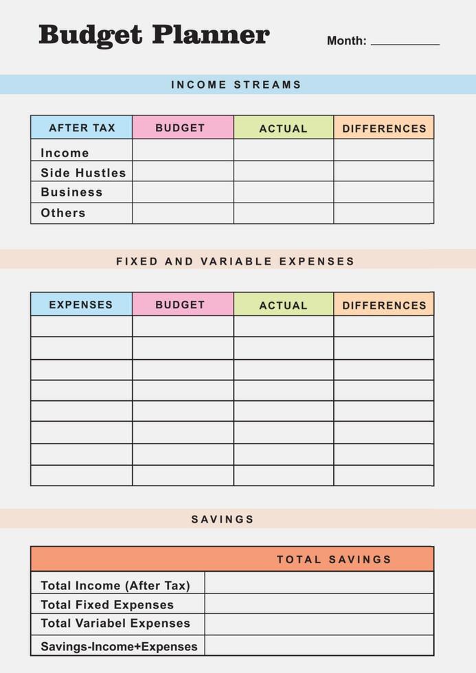 Budget Planner Template vector