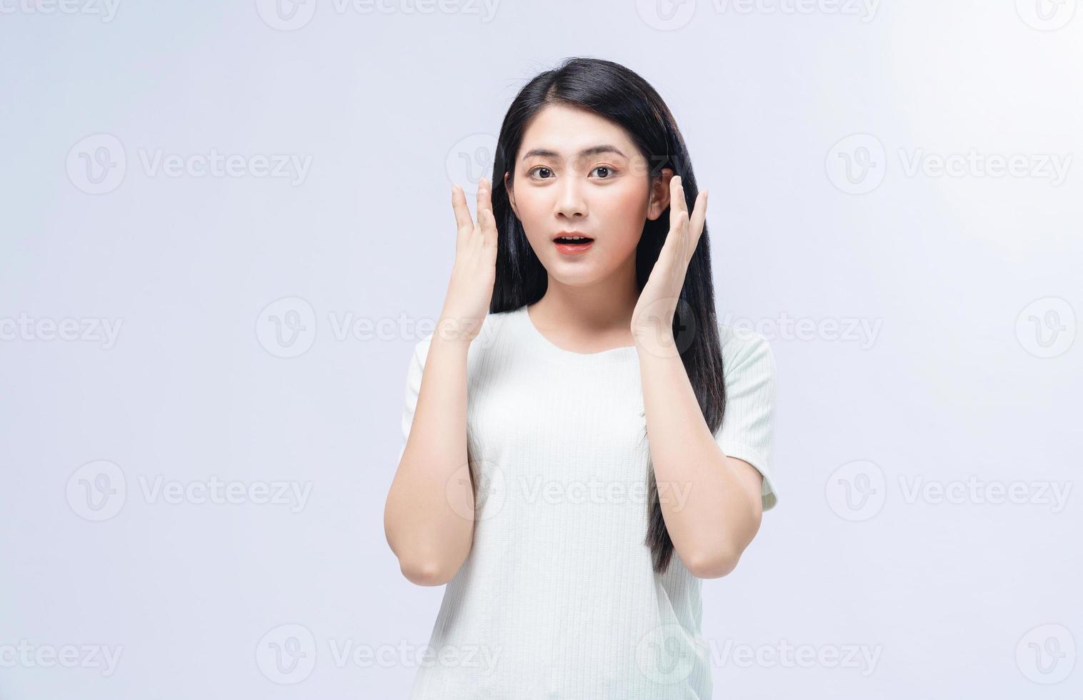 Young Asian girl posing on background photo