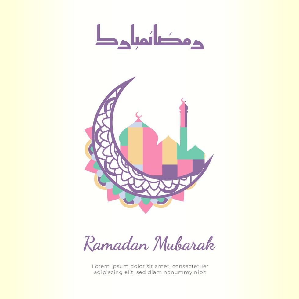pastel color Ramadán Mubarak social medios de comunicación saludo vector