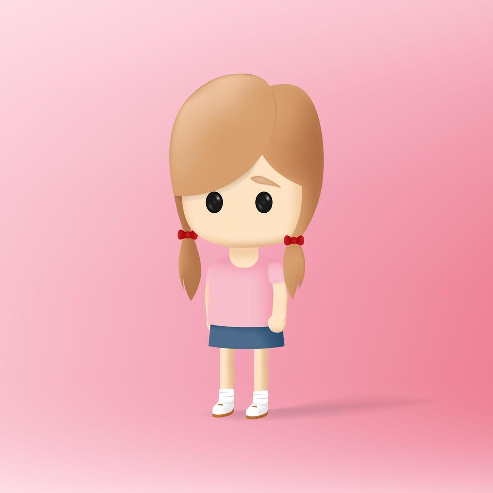 Cute girl 3d vector cartoon character