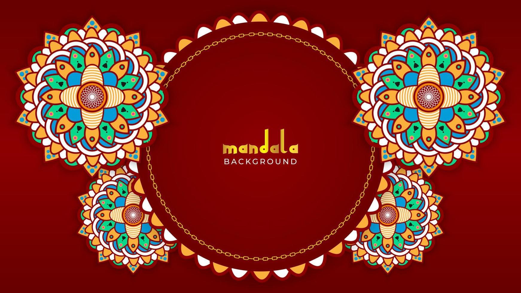 Rounded red mandala background template vector