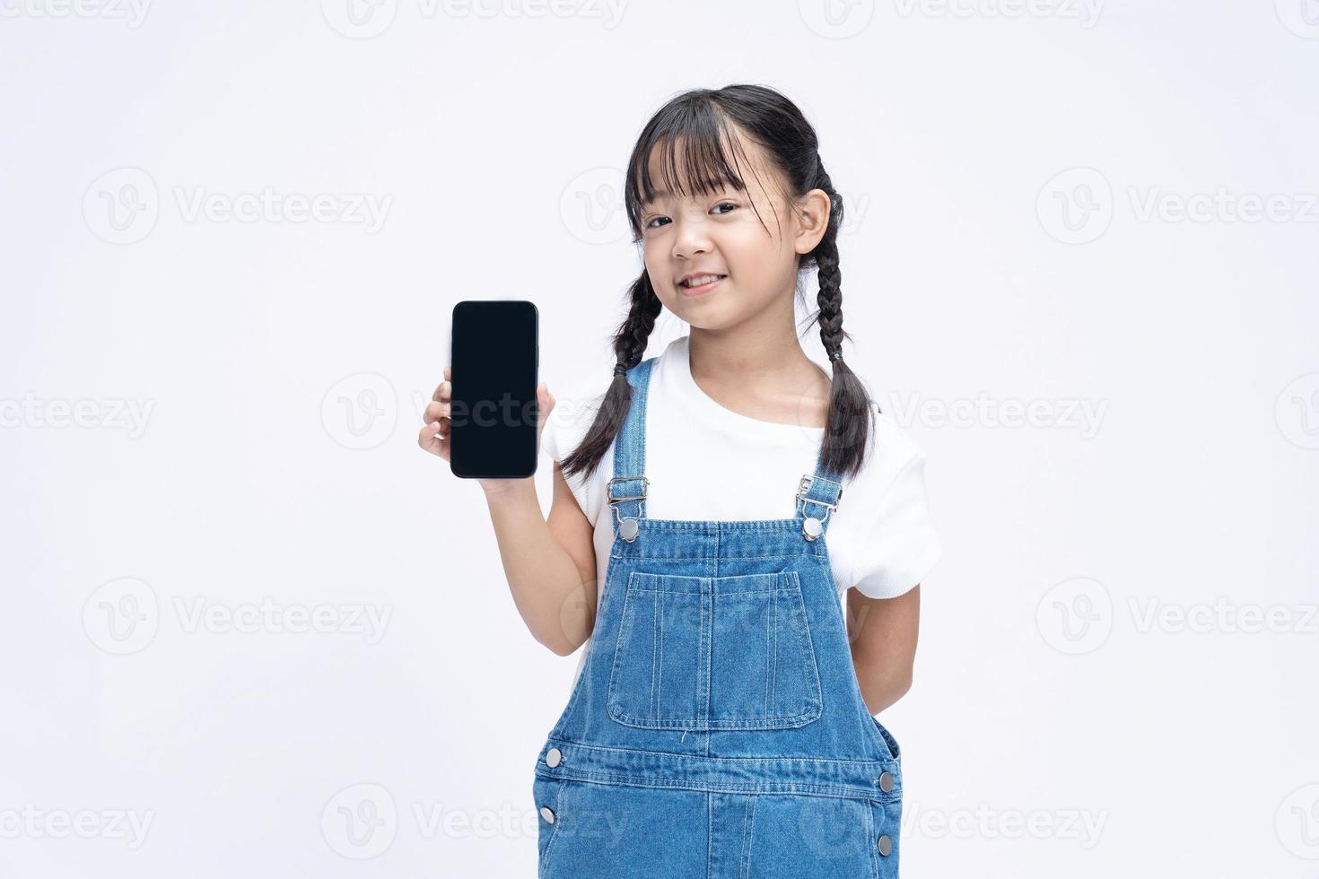 Portrait of Asian child on background photo