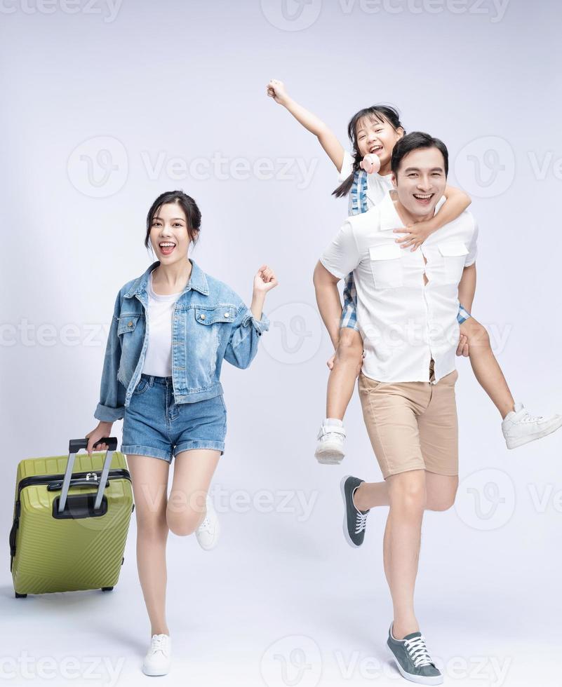 Image of Asian family travel concept background photo