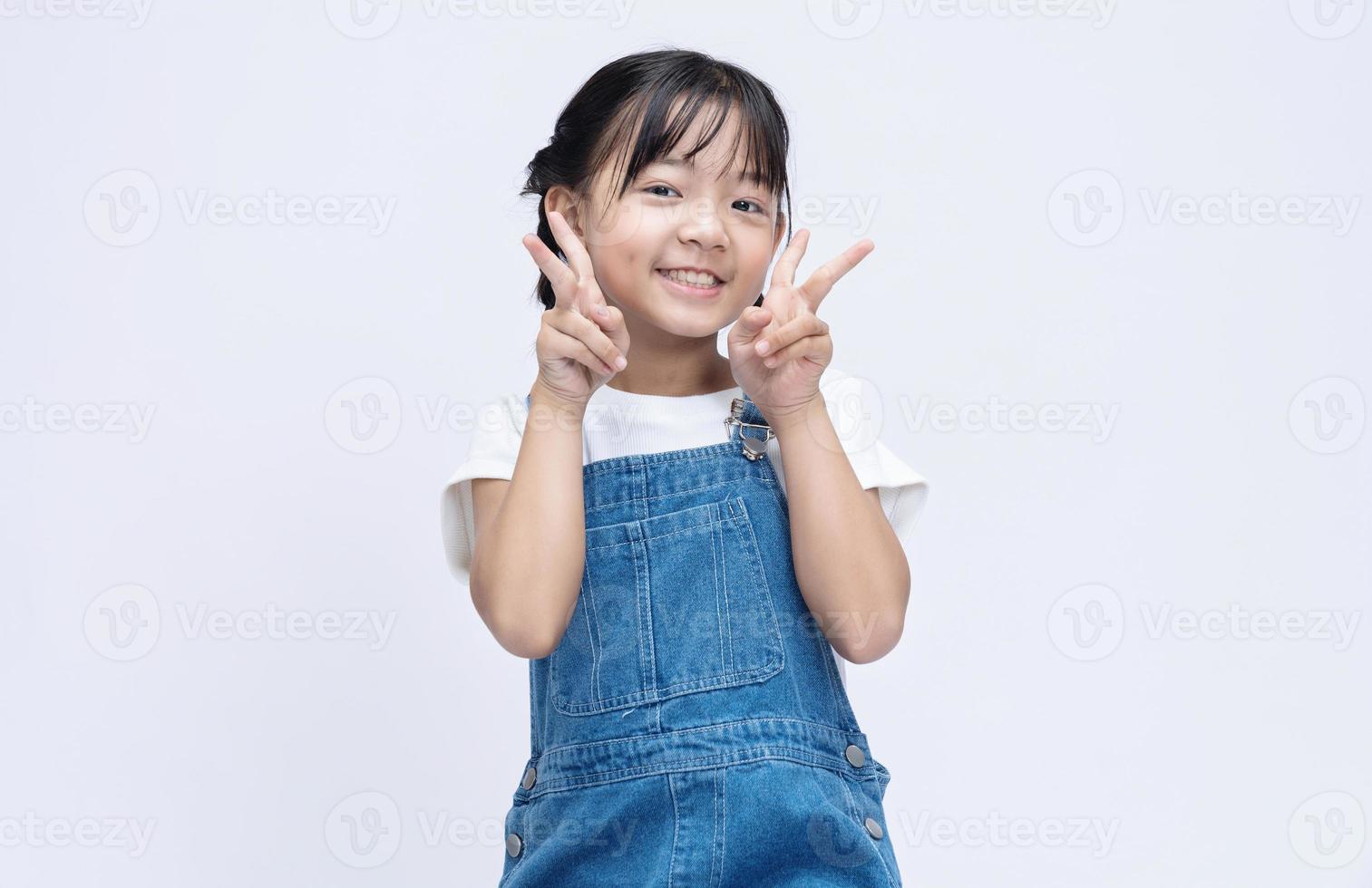 Portrait of Asian child on background photo