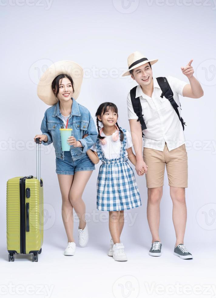 Image of Asian family travel concept background photo