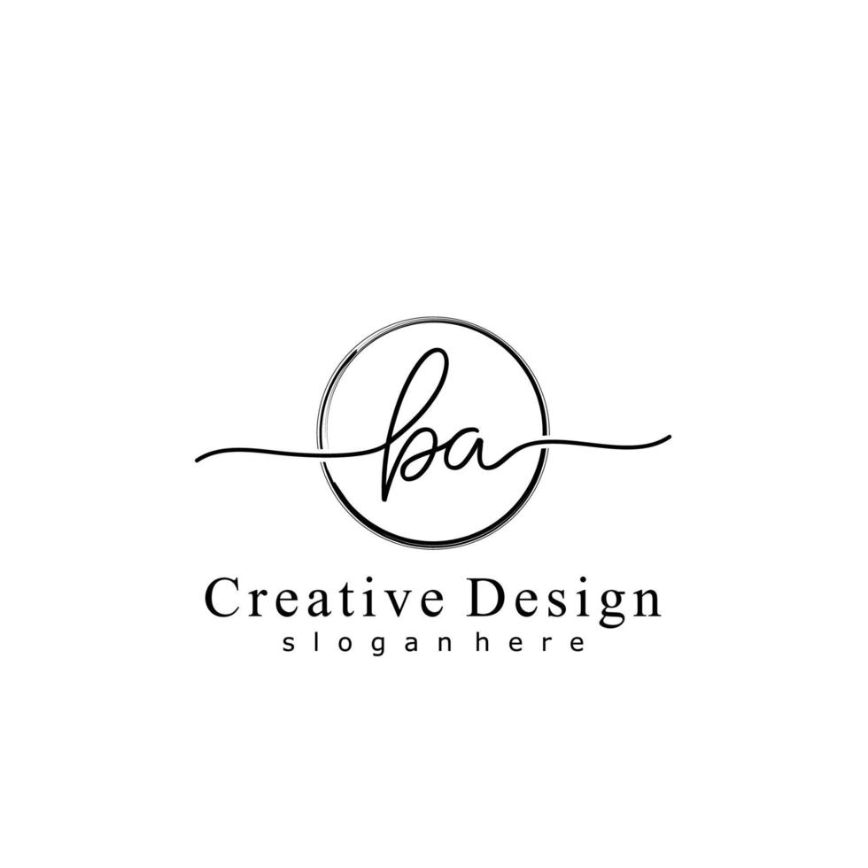 Initial BA handwriting logo with circle hand drawn template vector