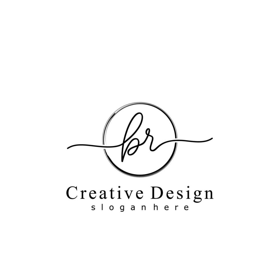 Initial BR handwriting logo with circle hand drawn template vector