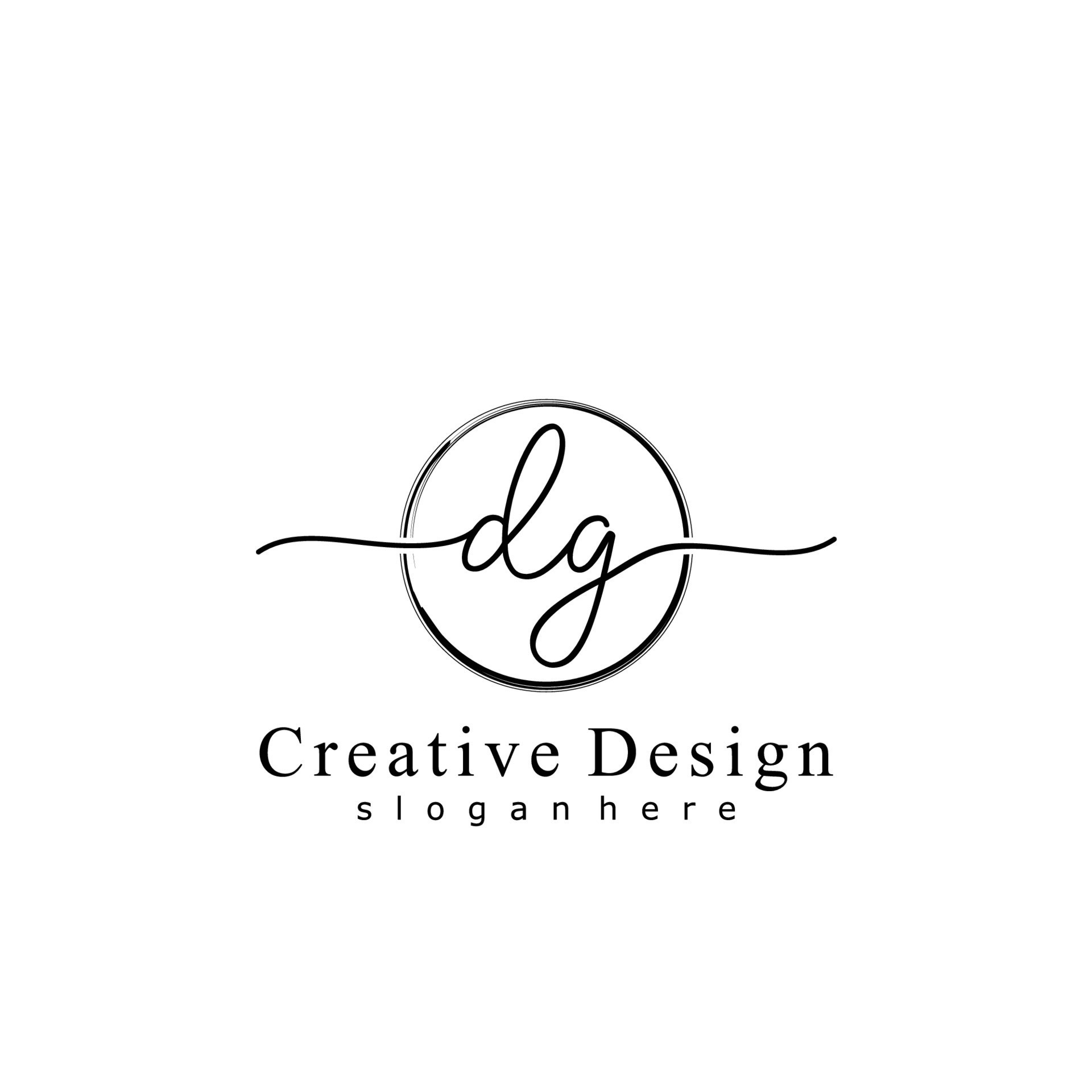 Initial DG handwriting logo with circle hand drawn template vector ...