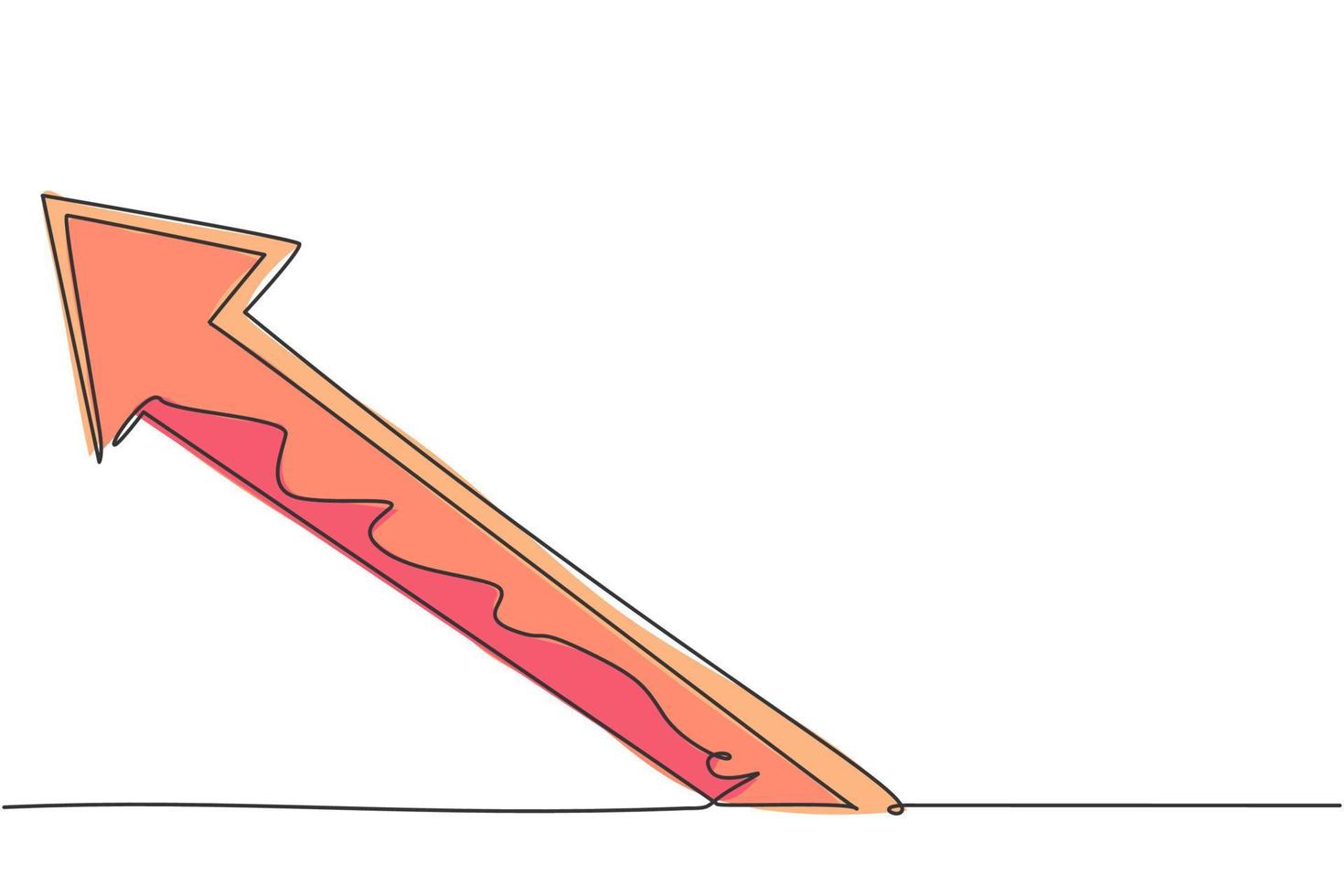 dibujo de línea continua única del símbolo de signo de flecha ascendente hacia arriba. gráfico de crecimiento de ventas en aumento de negocios. concepto de minimalismo dinámico dibujo de una línea diseño gráfico ilustración vectorial vector