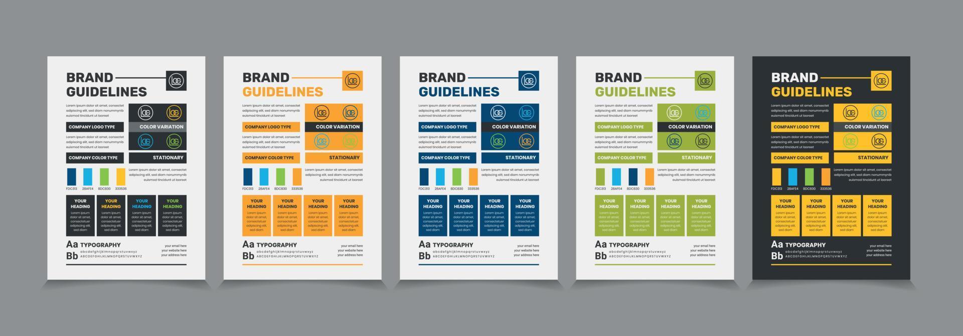 A4 Brand Guidelines Poster Layout Set, Simple style and modern Brand Guidelines, Brand identity Template. vector