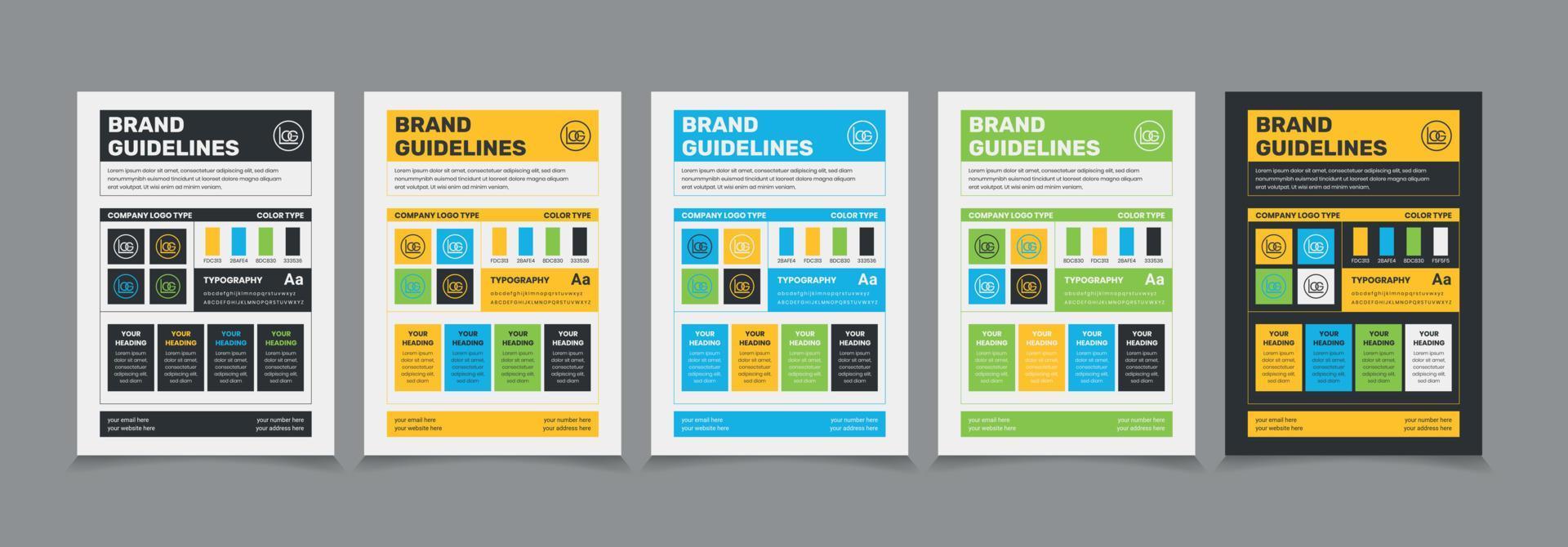 A4 Brand Guidelines Poster Layout Set, Simple style and modern Brand Guidelines, Brand identity Template. vector