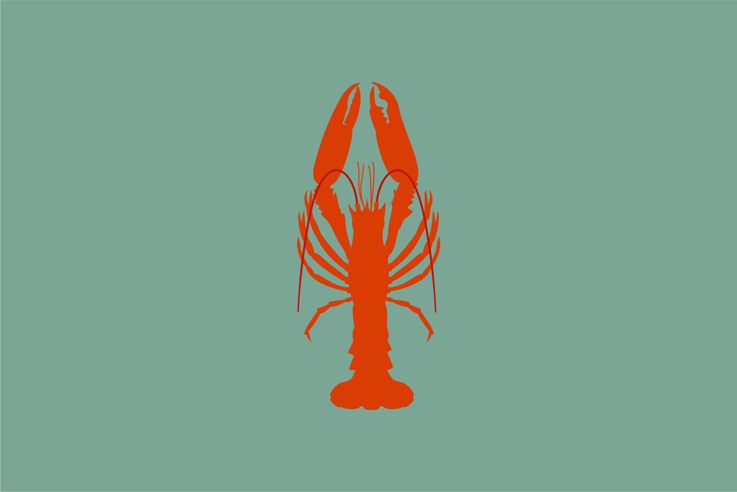 Lobster silhouette. Red crawfish. vector