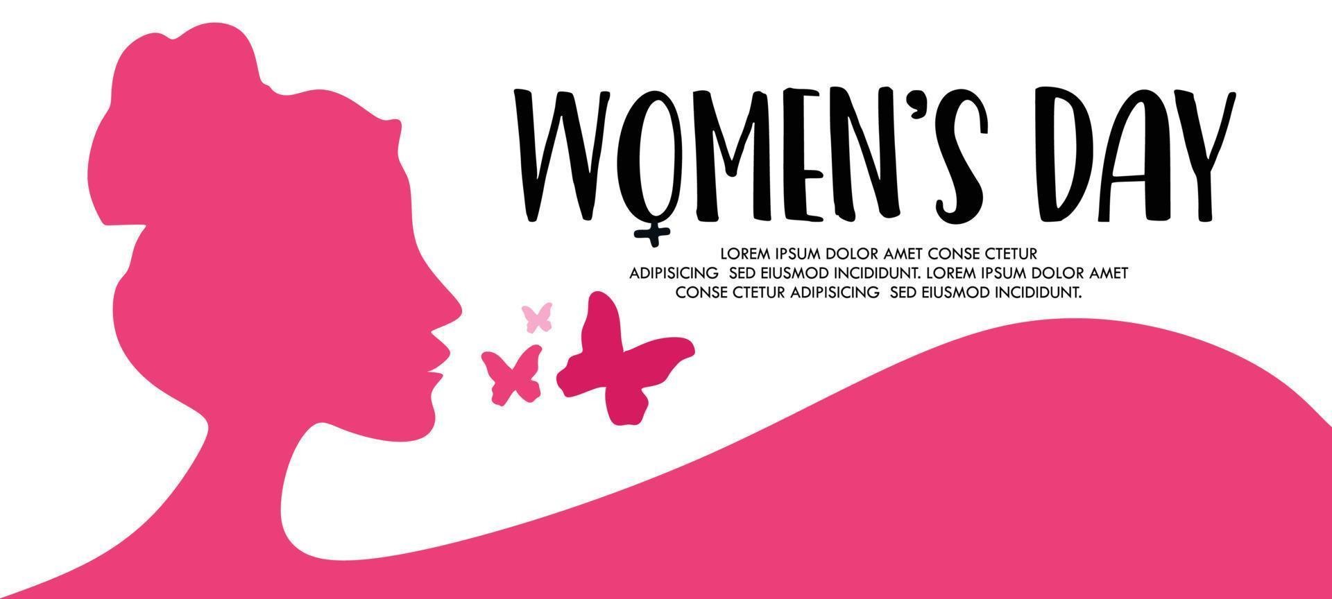 happy women's day 8 march banner design pink and white color in vector