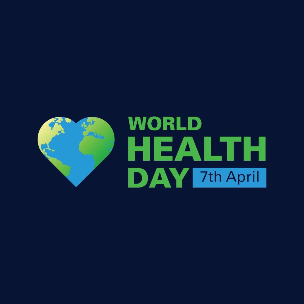 World Health Day World Map in Heart Typography Graphic Template vector