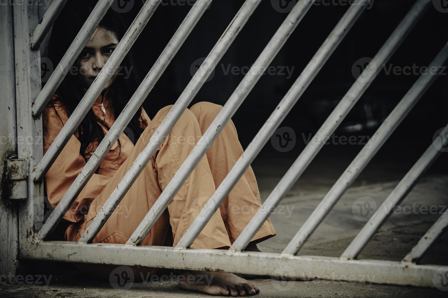 Hands of women desperate to catch the iron prison,prisoner concept,thailand people,Hope to be free,If the violate the law would be arrested and jailed. photo