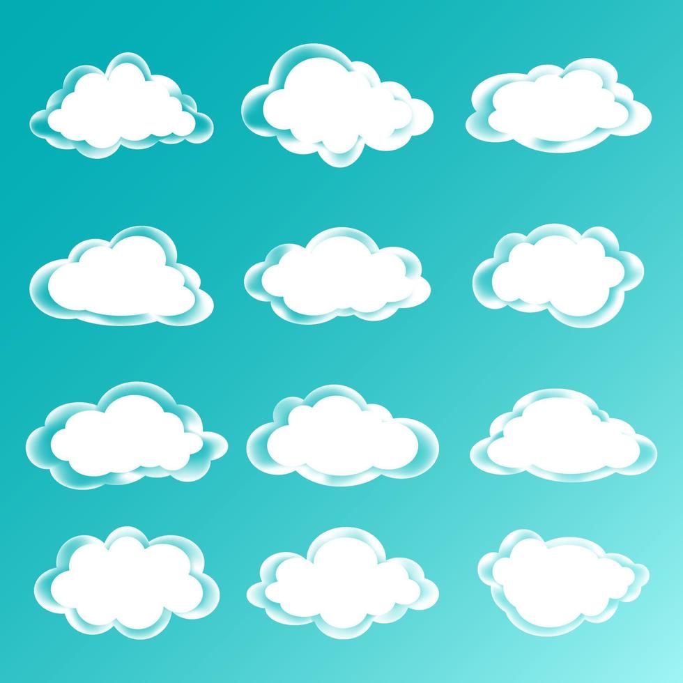 Collection of Vector Illustrations on a Blue Sky Background