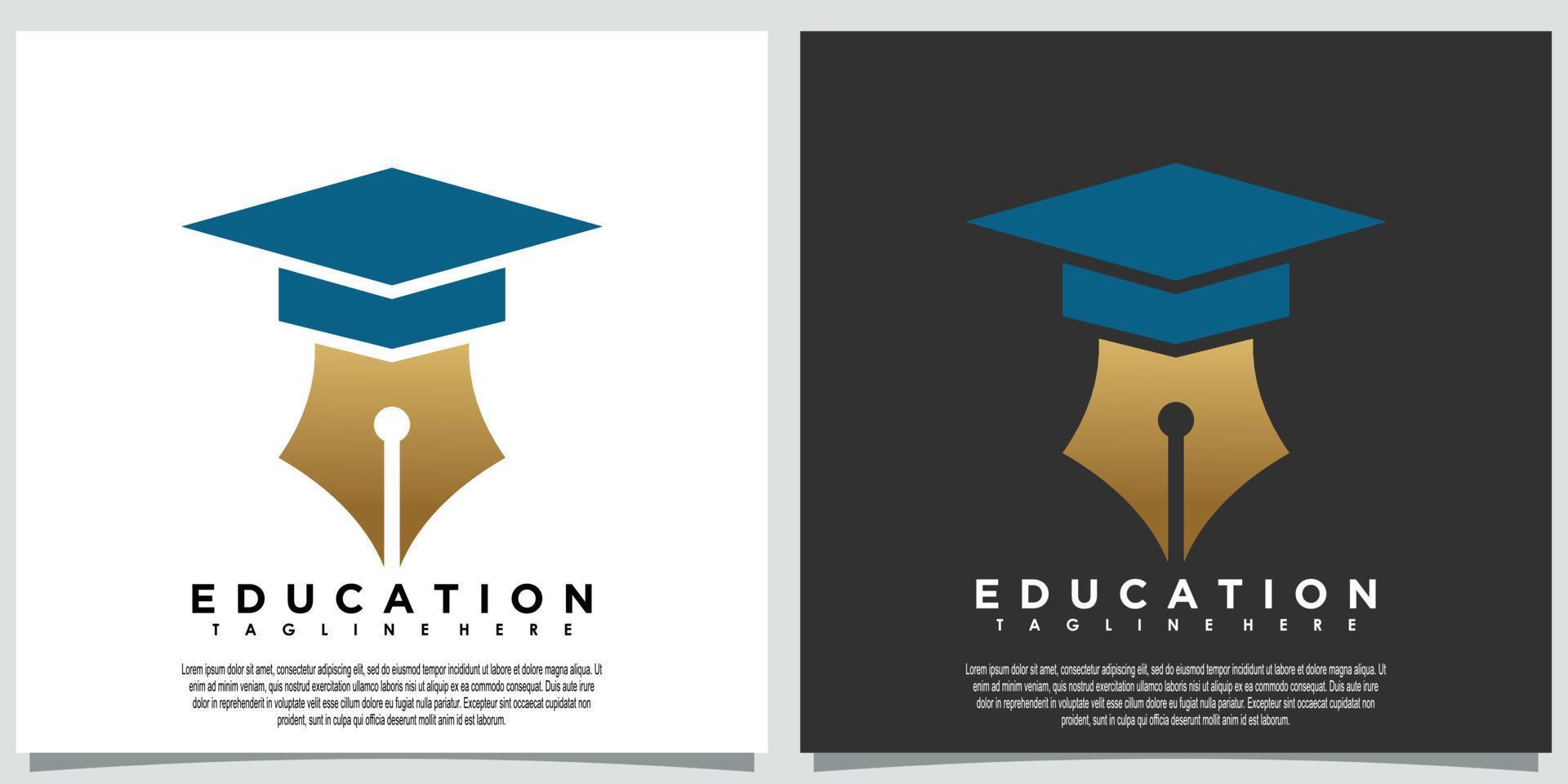 education logo template with  pen creative concept vector