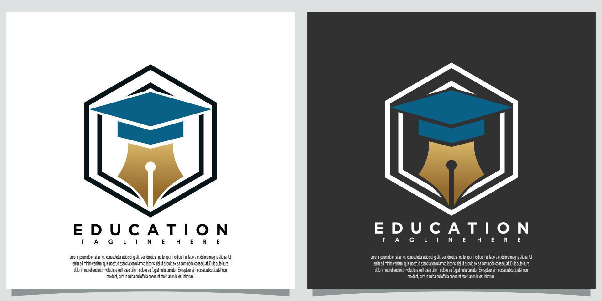 educación logo modelo con bolígrafo creativo concepto vector