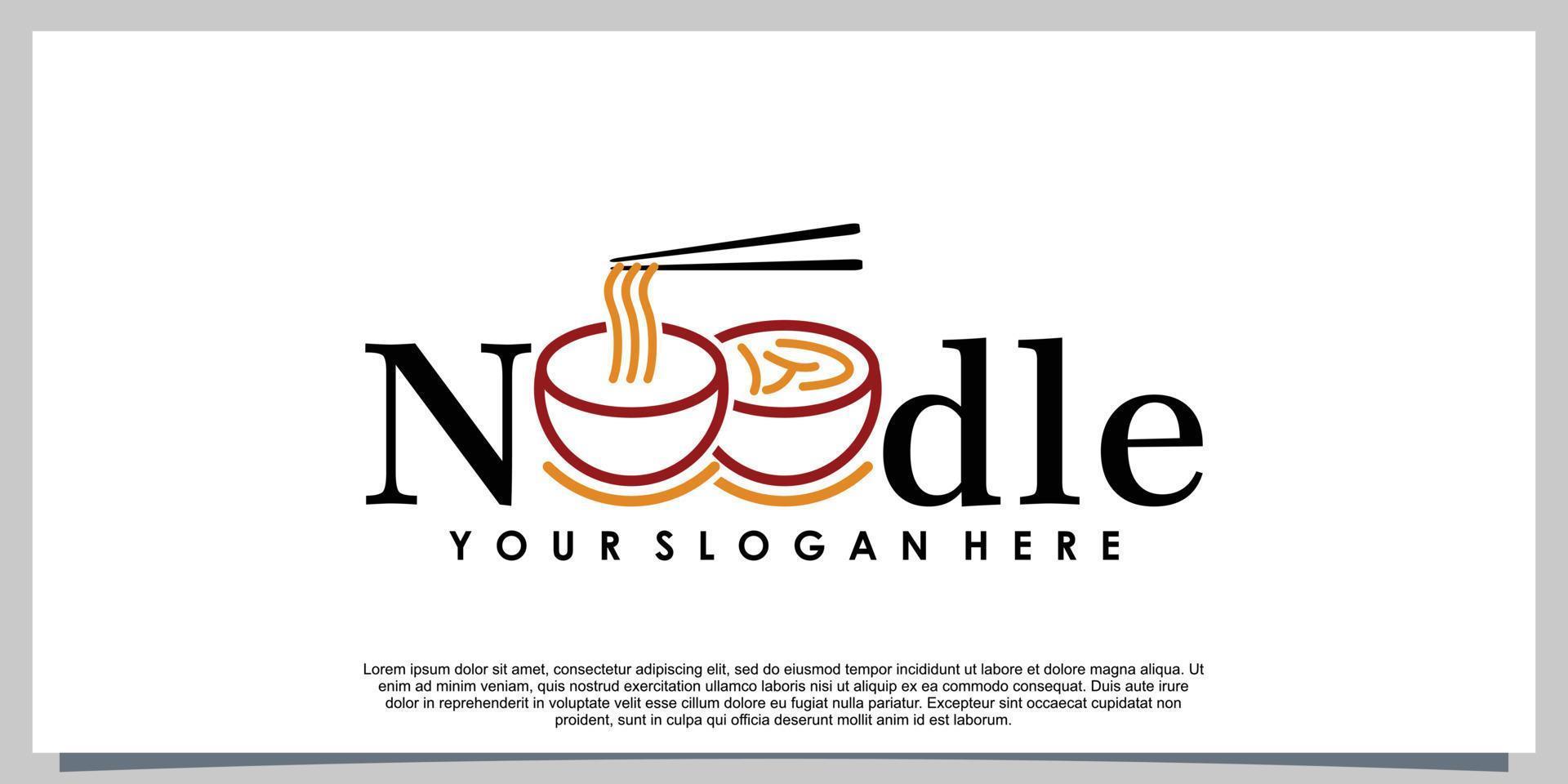noodle logo design with simple concept vector