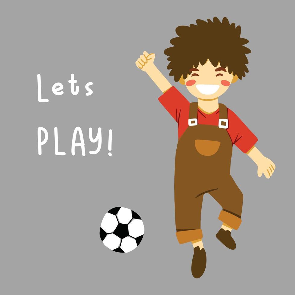 Lets play. Vector illustration of kids playing soccer in water color style