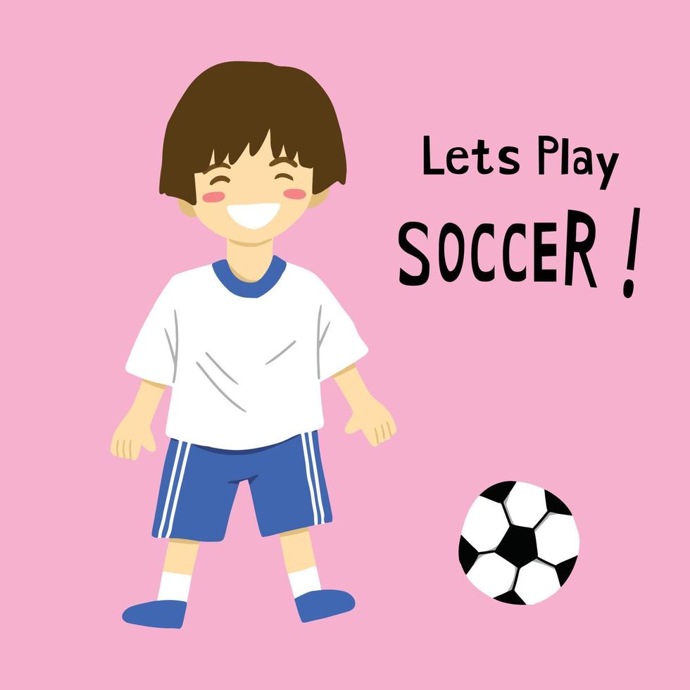 vamos jugar fútbol. vector ilustración de niños jugando fútbol en agua color estilo