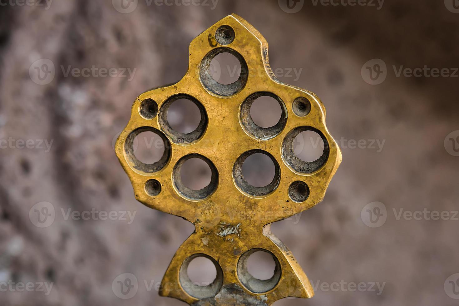 Detail of an old copper faucet in a public place on the street of the old city in Turkey, travel time, idea for a background photo