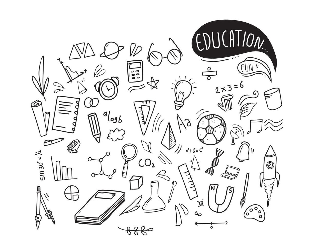 a doodle of school stuff. Suitable for poster, sticker, cover, etc vector