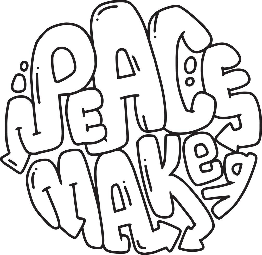 Peace maker doodle. Vector illustration for coloring book, coloring pages, sticker, poster, clothing, apparel, etc with graffiti style