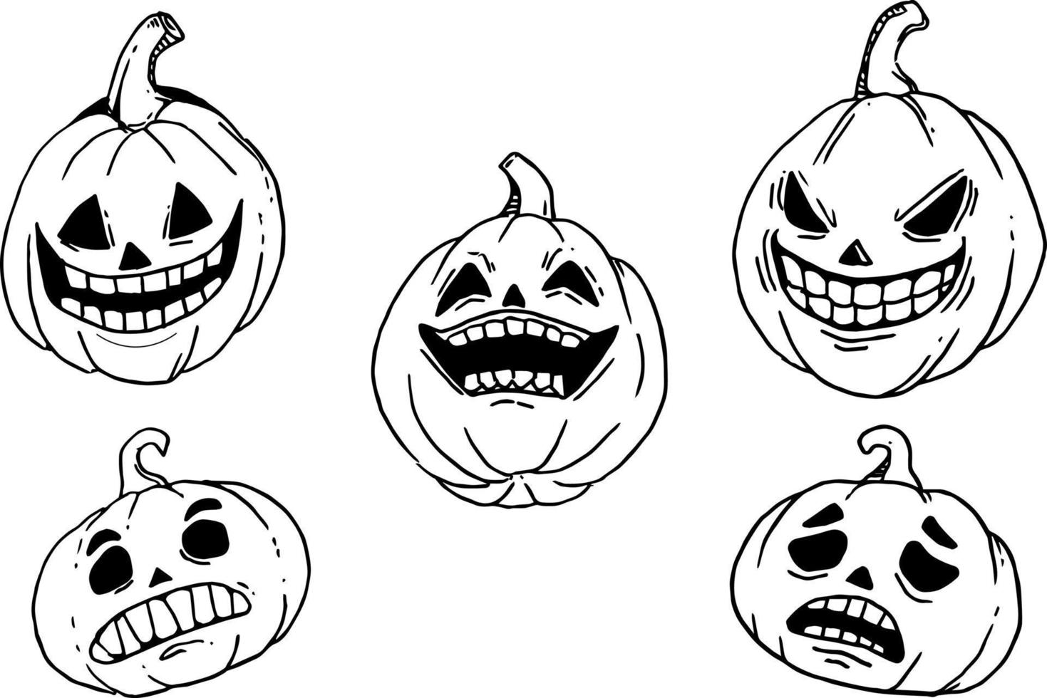 conjunto de Víspera de Todos los Santos calabazas el principal símbolo de el contento Víspera de Todos los Santos día festivo. vector ilustración