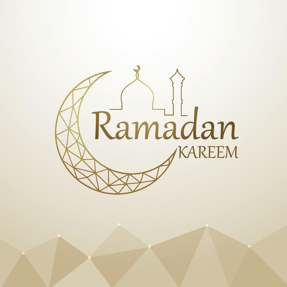 Ramadan kareem islamic design with crescent moon and mosque dome line art vector