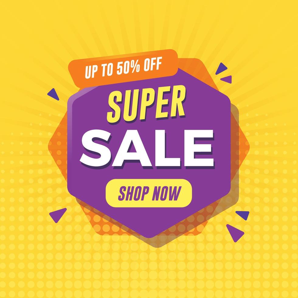 Super sale banner with geometric shapes vector