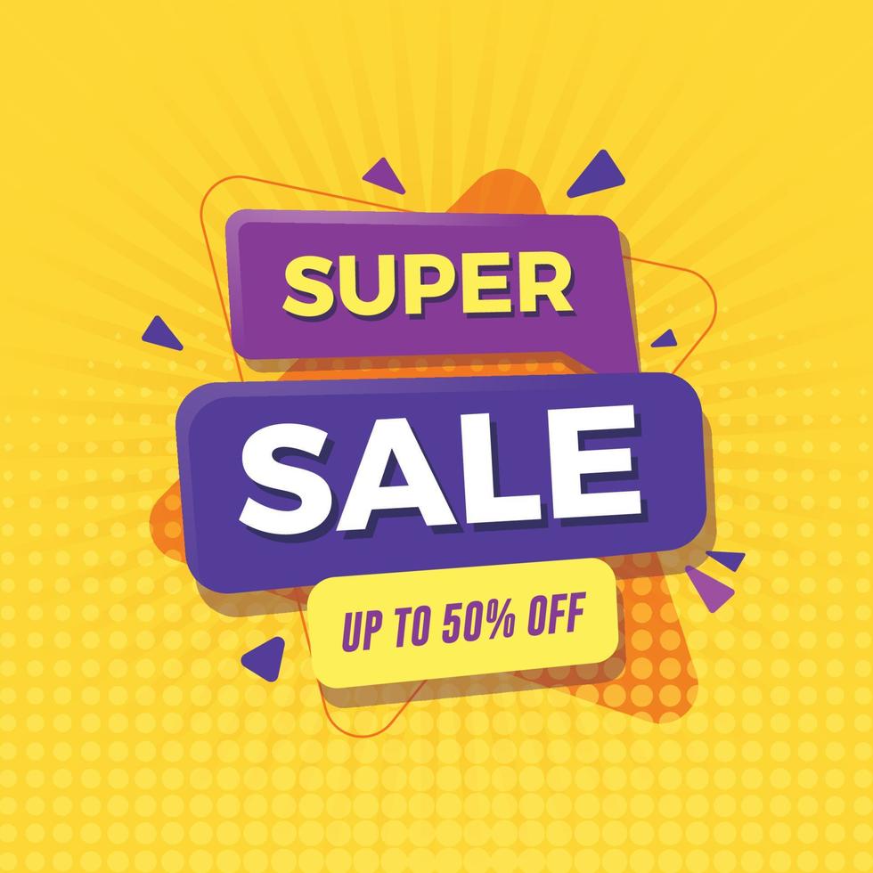 Super sale banner with yellow background vector
